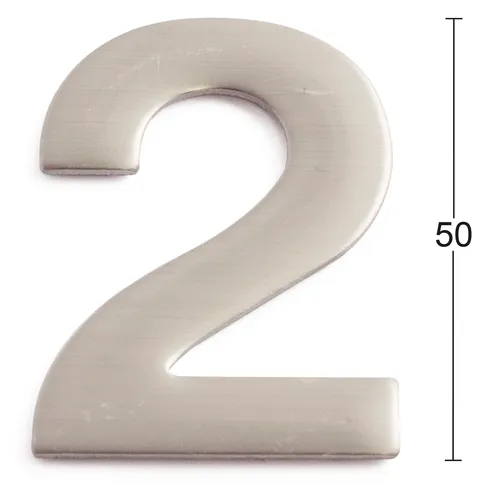 Siffra självhäftande 50 mm Nr 2, Rostfri