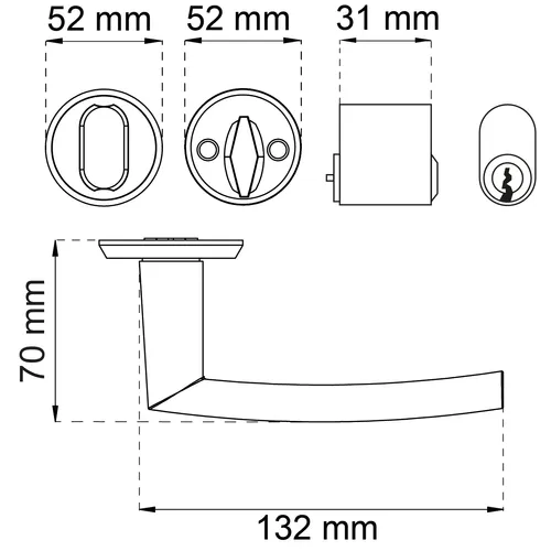 Ytterdörrsats utan låshus, Atlanta Rostfritt