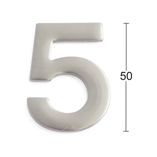 Siffra självhäftande 50 mm Nr 5, Rostfri