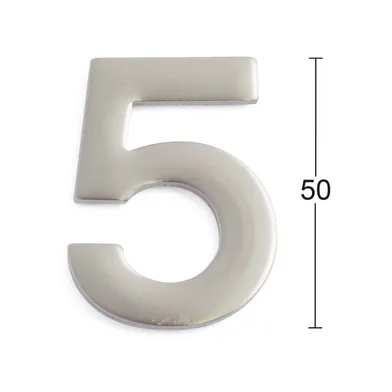 Siffra självhäftande 50 mm Nr 5, Rostfri