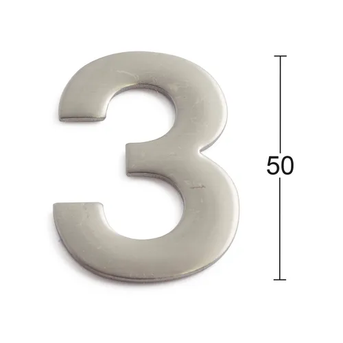 Siffra självhäftande 50 mm Nr 3, Rostfri
