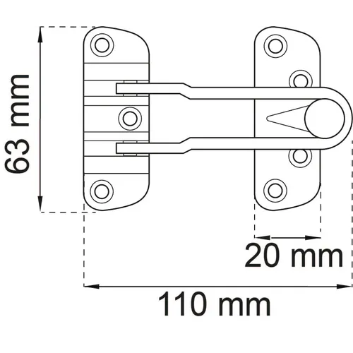 Dörrspärr 110 utåtgående Krom