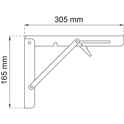 Konsol fällbar stål 305x165 mm, Vit