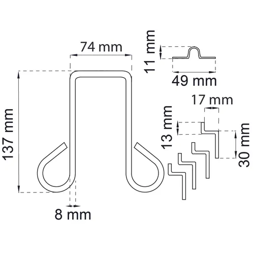 Grindklinka för grindstole 74 mm, Svart