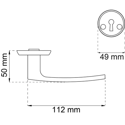 Dörrhandtag A2012 inkl. nyckelskylt Borstad krom