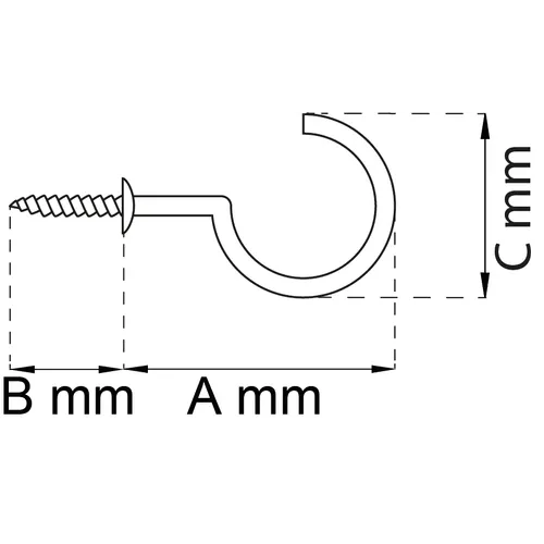 Flänskrok mässing 16 mm, 5-pack