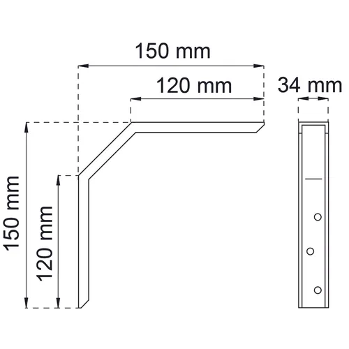 Fönsterbänkskonsol 658 stål 120/150 mm, Vit