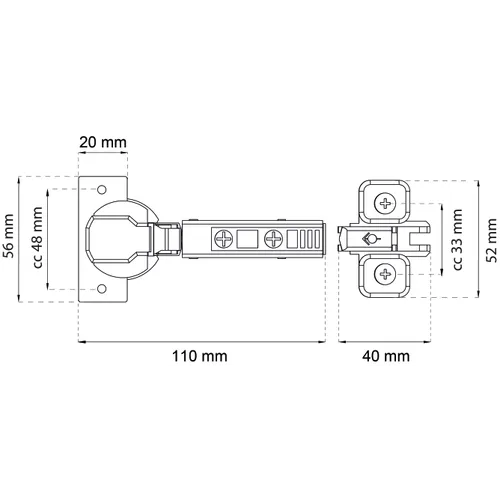 Självstängande gångjärn heltäckande 130°, 2-pack