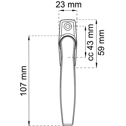 Fönsterhandtag 2162 Rakt utförande, Krom