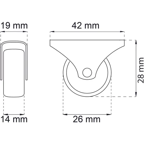 Möbelhjul FZB 28 mm, 4-pack