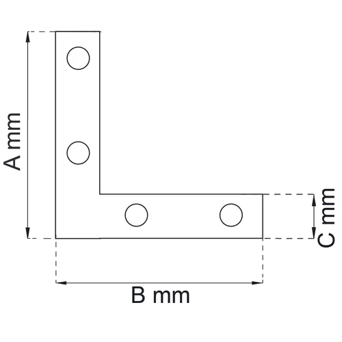 Hörnjärn 63x63x12 mm, FZB, 4-pack