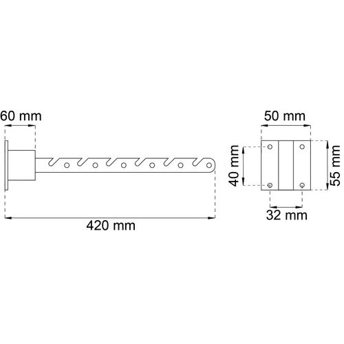 Balkonghängare 440 mm, Vit