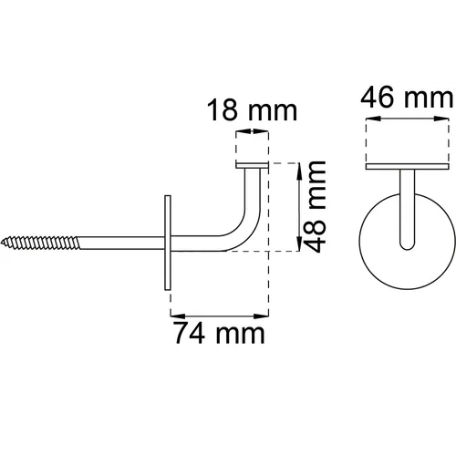 Ledstångskrok m. skruvstift Nickel