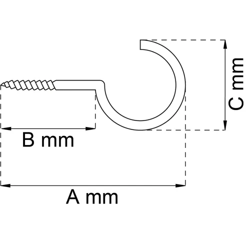Skruvkrok 50 mm, Ø 4,3 mm, FZB, 5-pack