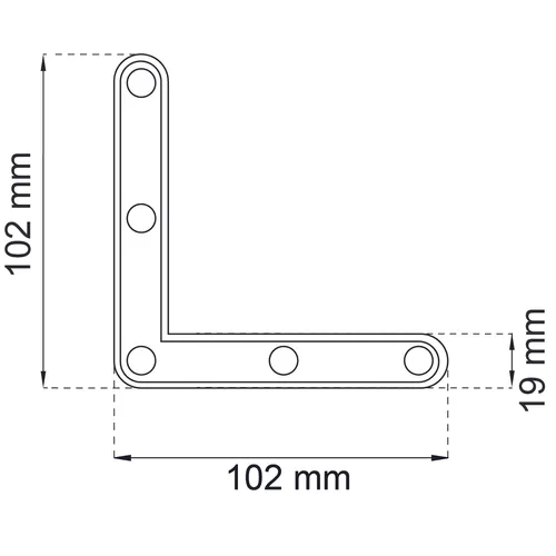 Hörnjärn utanpåliggande 102x102x19 mm, Vit, 4-pack