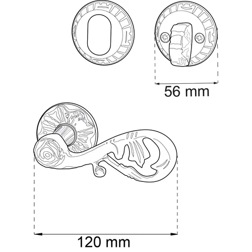 Dörrhandtag A4472 inkl. cylindervredsats Antik