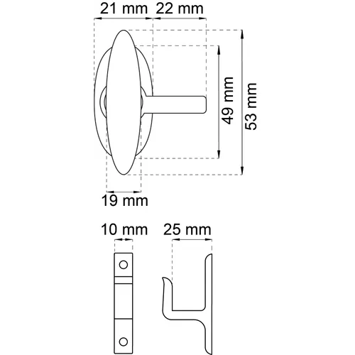 Fönstervred med hake 25 mm, Nickel