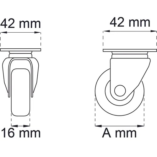 Möbelhjul m. platta 30 mm, 4-pack