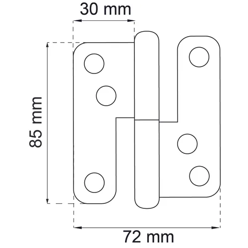 Lyftgångjärn 85 mm, Vänster, FZB, 2-pack