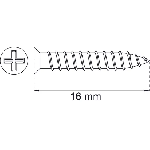 Träskruv 4x16 mm, Nickel, 8-pack