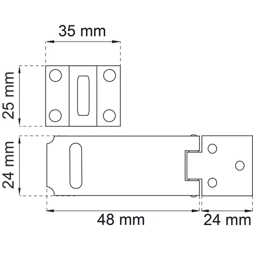 Ledhasp m. vertikal ögla Max 8 mm bygel, 50 mm, FZB