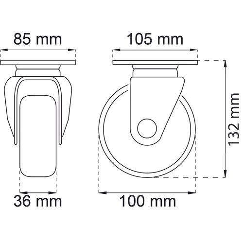 Containerhjul Gummi 5010 100 mm