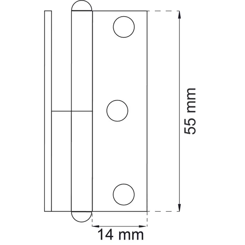 Lyftgångjärn vinklat 55 mm, Höger, FZB, 2-pack