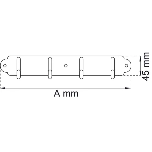 Handdukshängare 1803 4 krokar, Krom