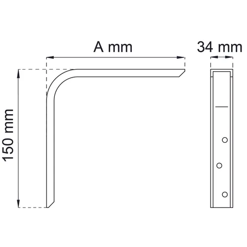 Fönsterbänkskonsol 198 stål 120 mm, Vit