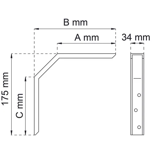Fönsterbänkskonsol 158 stål 100/165 mm, Vit
