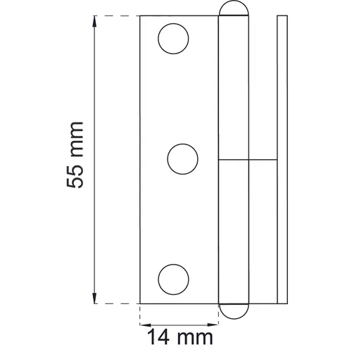 Lyftgångjärn vinklat 55 mm, Vänster, FZB, 2-pack