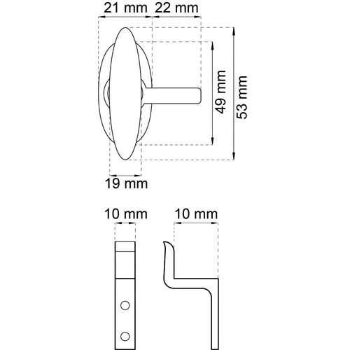 Fönstervred med hake 10 mm, Nickel