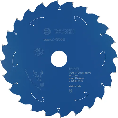 Cirkelsågklinga Expert f. batteridrift, Trä 216/30 mm, 24T