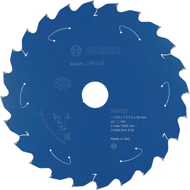 Cirkelsågklinga Expert f. batteridrift, Trä 216/30 mm, 24T