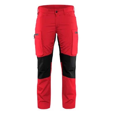 Servicebyxa dam Plain m. stretch, Röd/Svart Strl C42