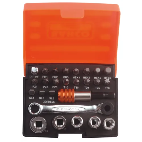 Bits- & hylssats m. spärrnyckel 26 delar