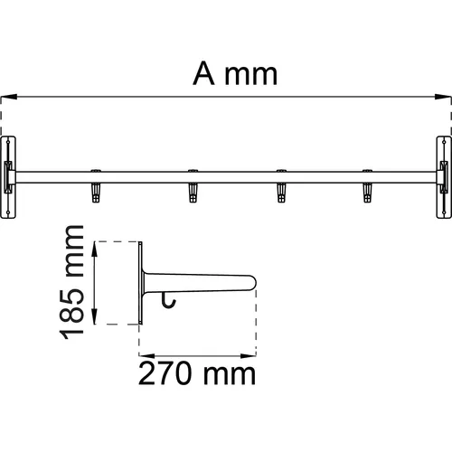 Hatthylla Elegant 1000 mm, Alu/Ek
