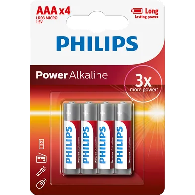 Alkaliska batterier Power AAA/LR03, 4-pack