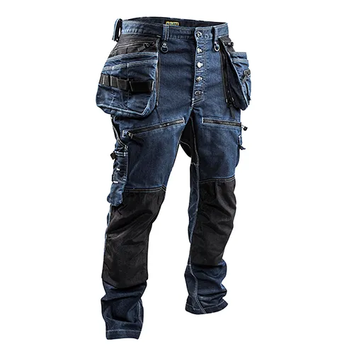Hantverksbyxa Låg gren Denim m. stretch X1900, Marinblå/Svart Strl. C44