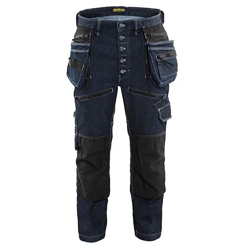 Hantverksbyxa Låg gren Denim m. stretch X1900, Marinblå/Svart Strl. C44