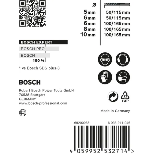 Hammarborrset Expert SDS Plus-7X 5-10 mm 5 delar, 5-10 mm