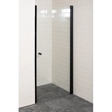 Nischdörr Lusso black, rak 80 klarglas