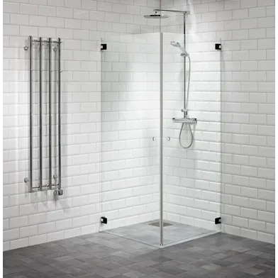 Duschhörna Capo rak 80x90 klar/svart