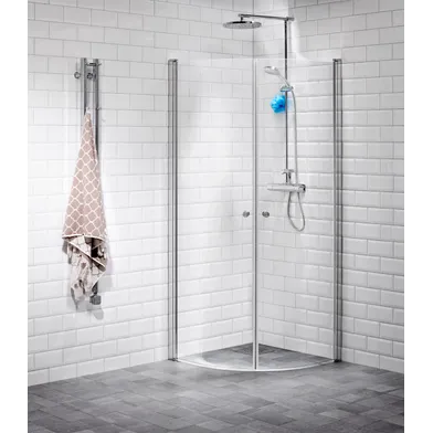 Duschhörna Lusso svängd 80x90 klarglas