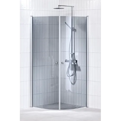 Duschhörna Lusso svängd 80x90 gråton