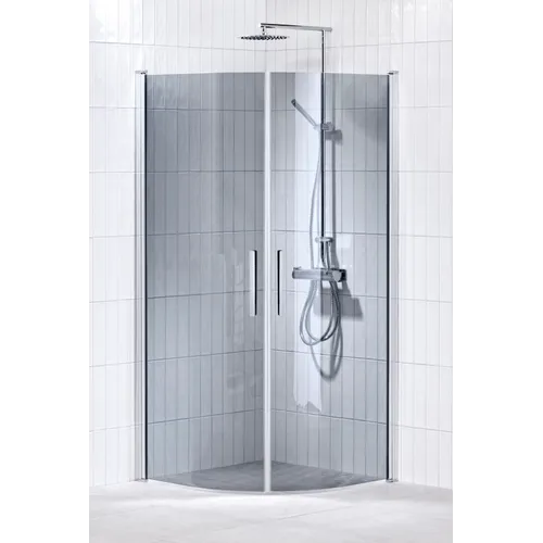 Duschhörna Lusso med handtag 1, svängd 90x90 gråton