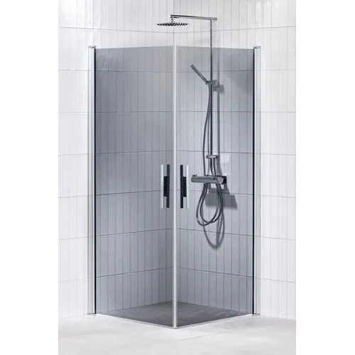 Duschhörna Lusso med handtag 1, rak 80x80 gråton