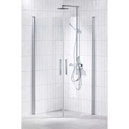 Duschhörna Lusso1 h1 låg modell svängd 90x90 klarglas