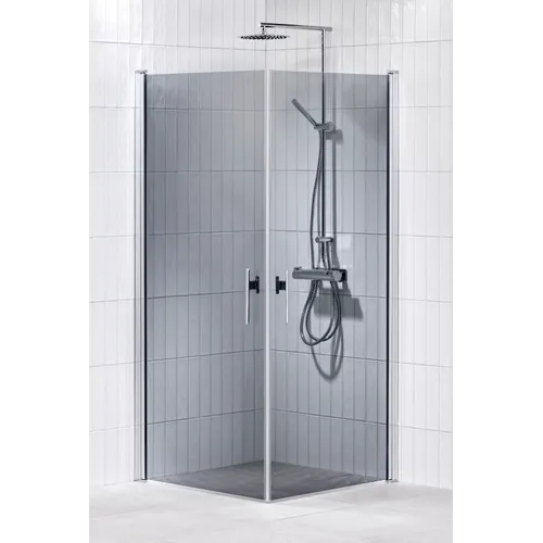 Duschhörna Lusso med handtag 2, rak 80x80 gråton