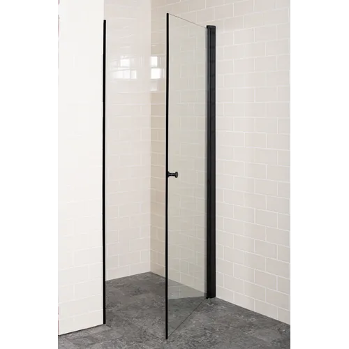 Nischdörr Lusso black, rak 80 klarglas